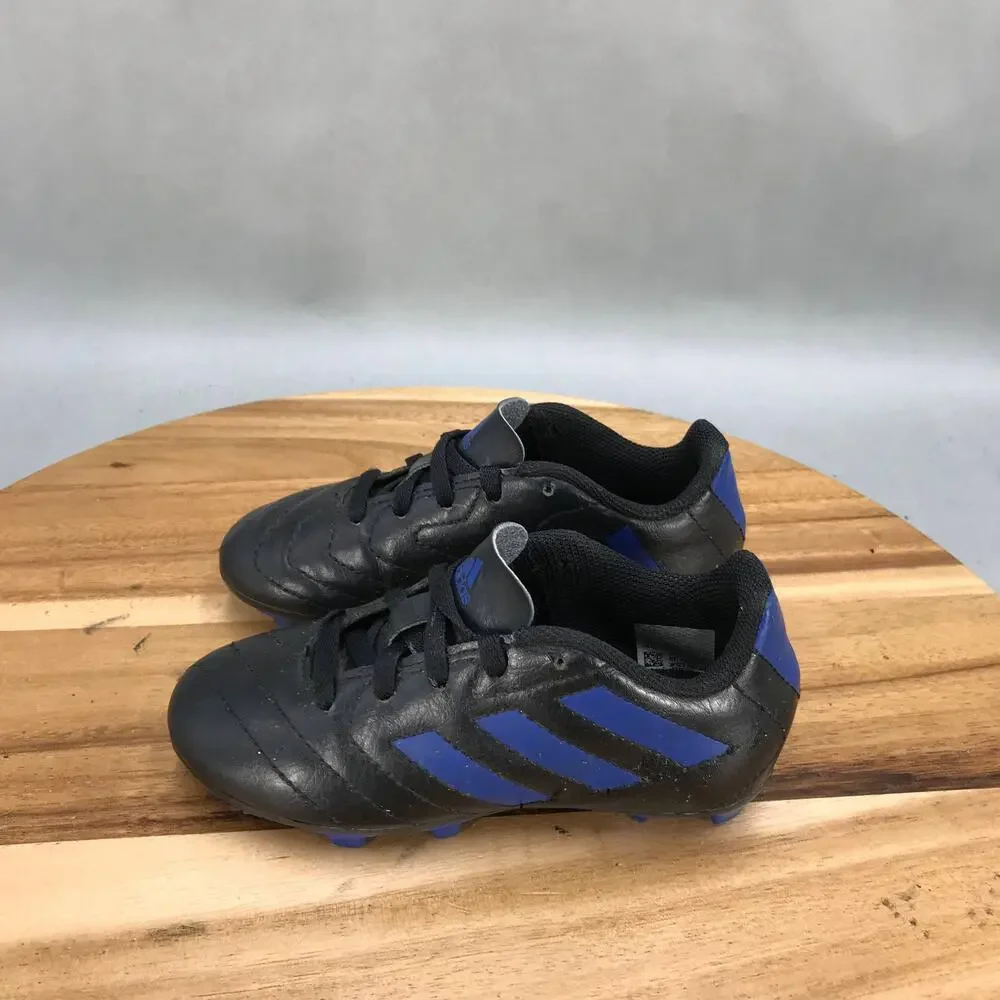 Adidas Goletto VIII Soccer Cleats Little Kids 11K Black Blue Firm Ground Lace Up